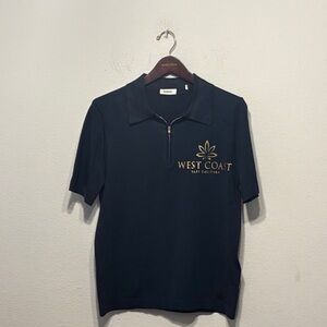 Sandro Dark Blue Polo with Gold West Coast  Safe Delivery One of a kind Design